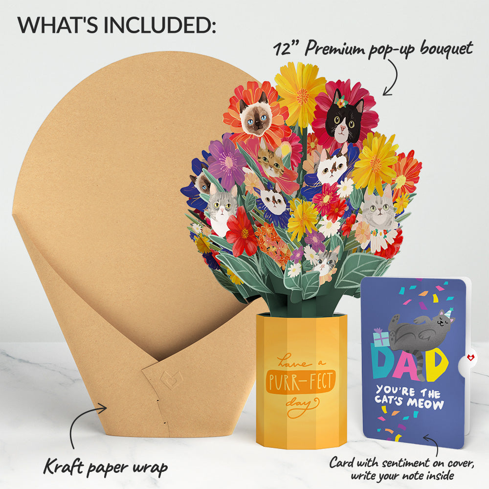 Purr-fect Cat Birthday Bouquet and Sentiment Set for Dad