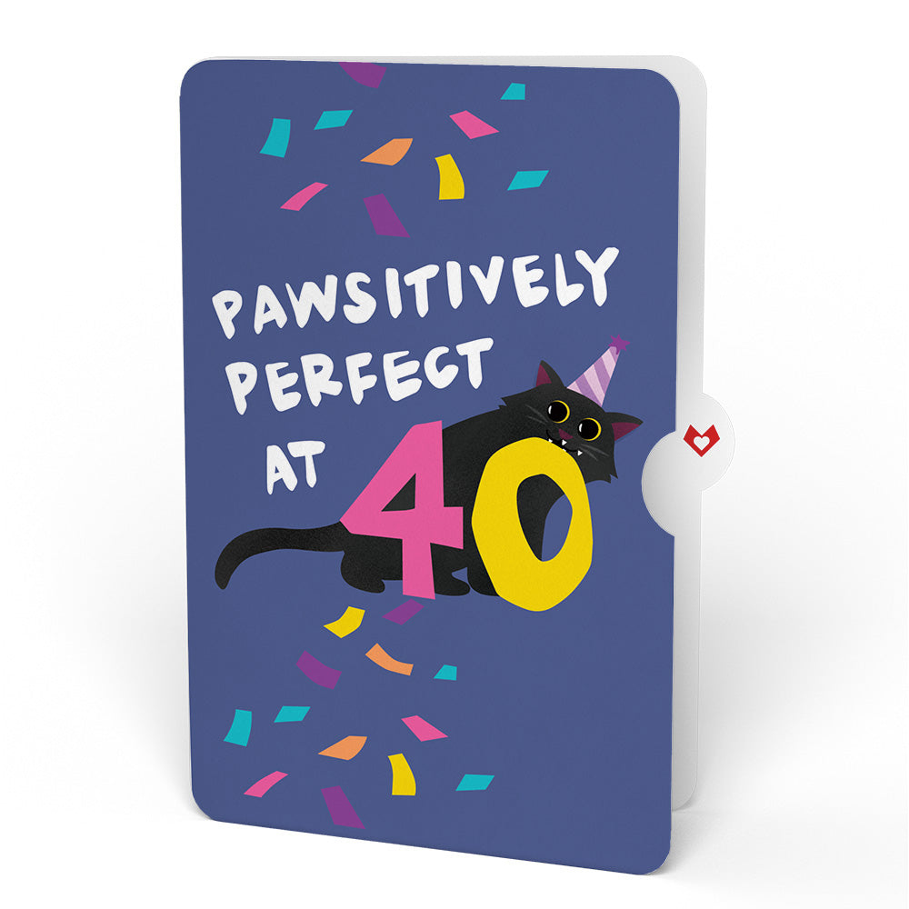 Purr-fect Cat 40th Birthday Bouquet and Sentiment Set