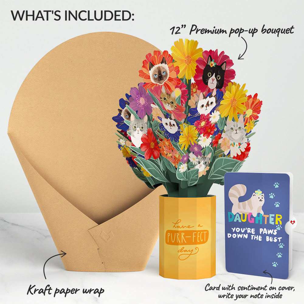 Purr-fect Cat Birthday Bouquet and Sentiment Set for Daughter