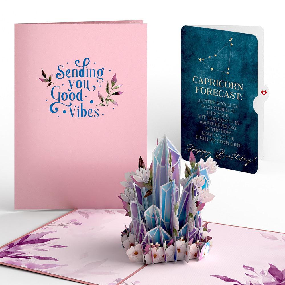 Good Vibes Crystals Birthday Pop-Up Card and Capricorn Zodiac Sentiment Set