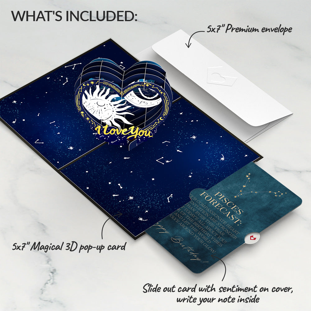 Celestial Love Pop-Up Card and Pisces Zodiac Sentiment Set
