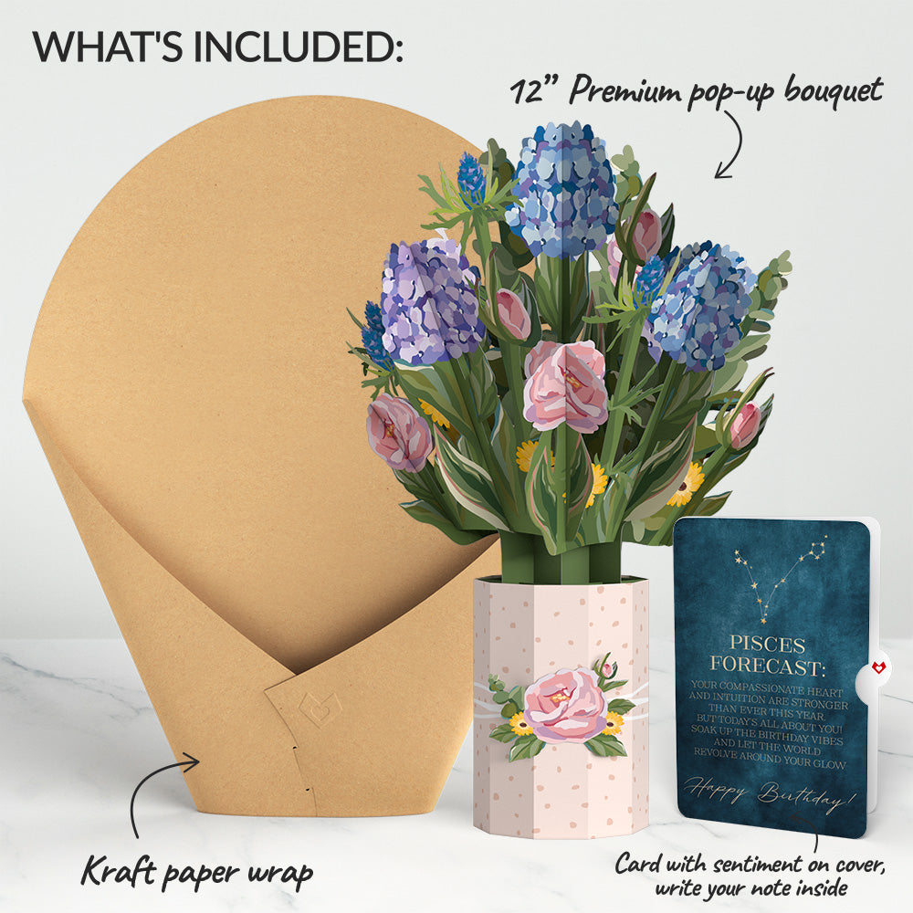 Hydrangea Birthday Bouquet and Pisces Zodiac Sentiment Set – Lovepop