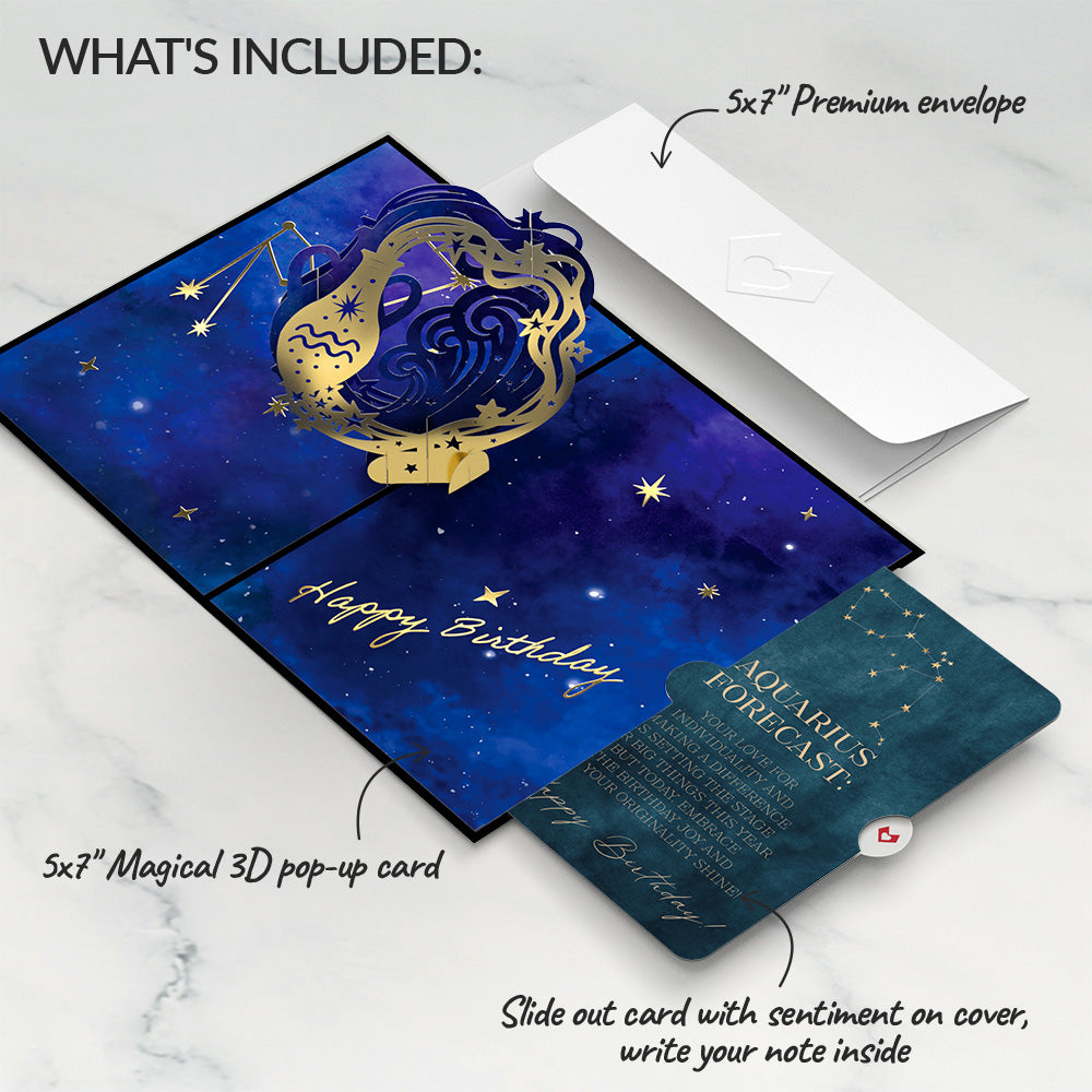 Aquarius Zodiac Birthday Pop-Up Card and Sentiment Set