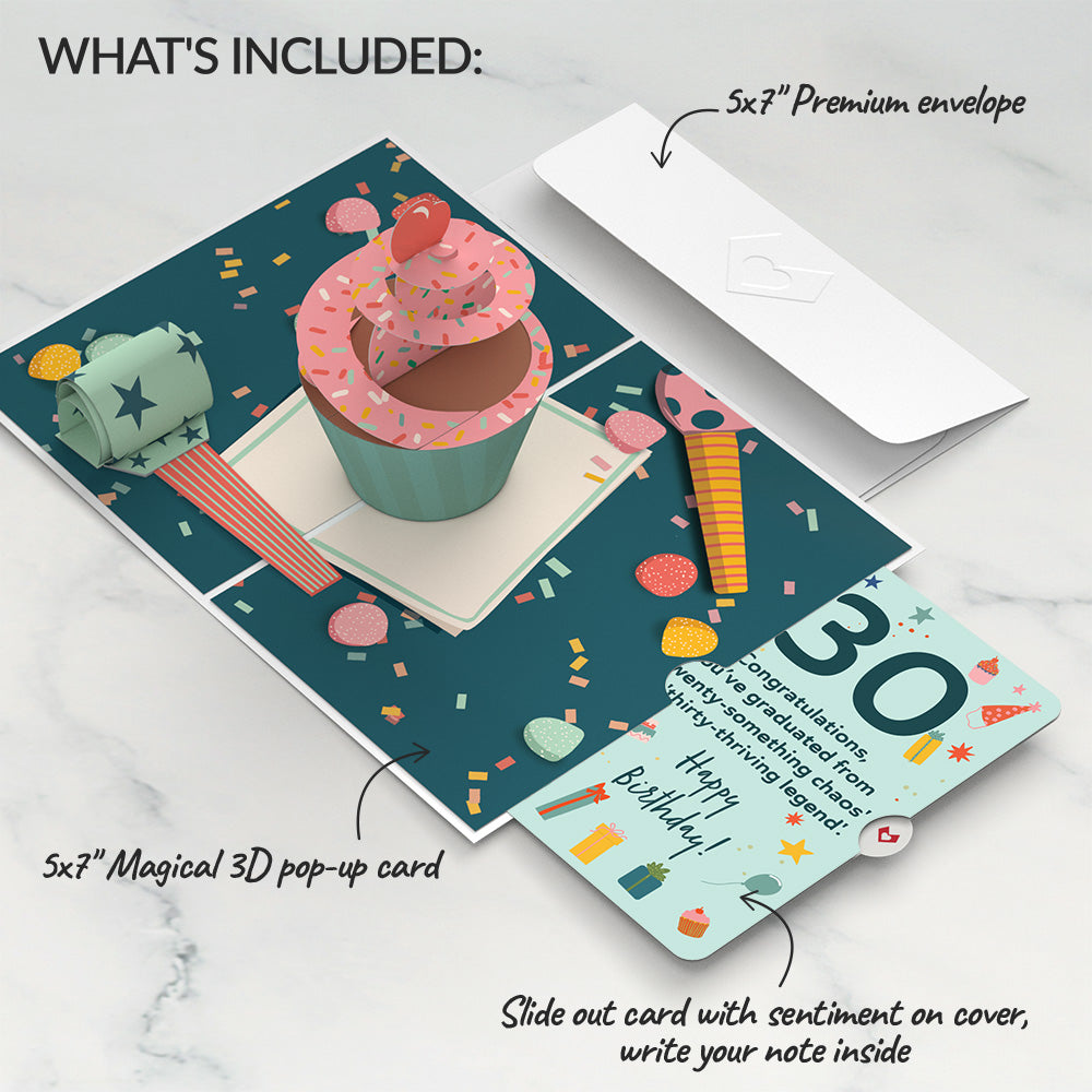 30th Birthday Cupcake Pop-Up Card and Sentiment Set