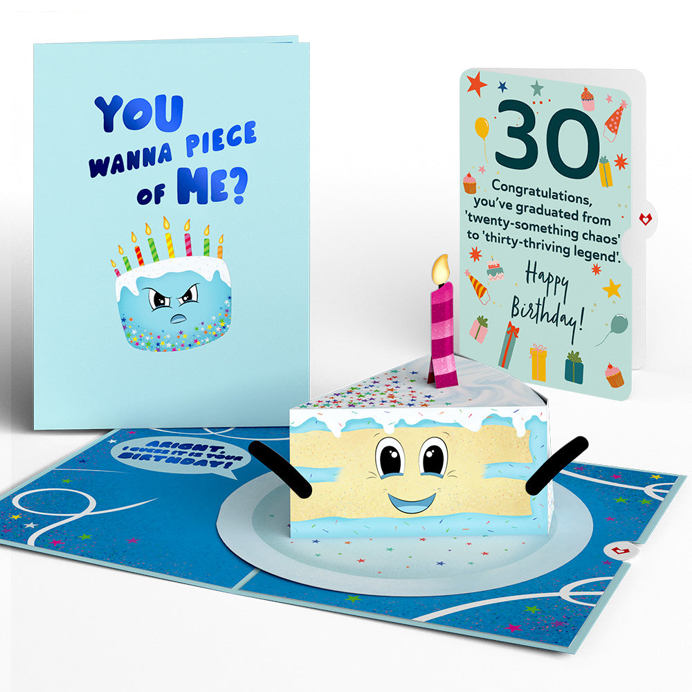 Whimsical 30th Birthday Cake Slice Pop-Up Card and Sentiment Set