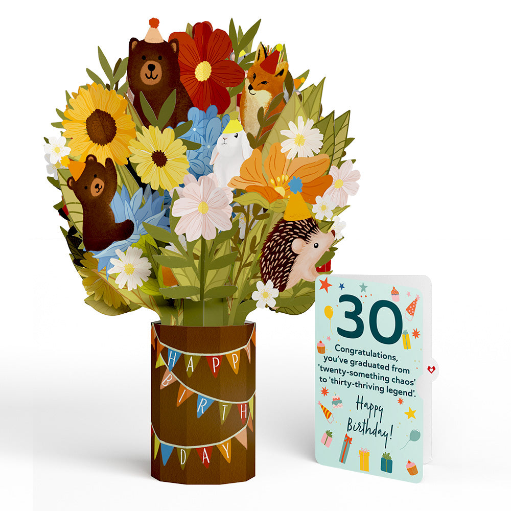 Woodland 30th Birthday Party Bouquet and Sentiment Set