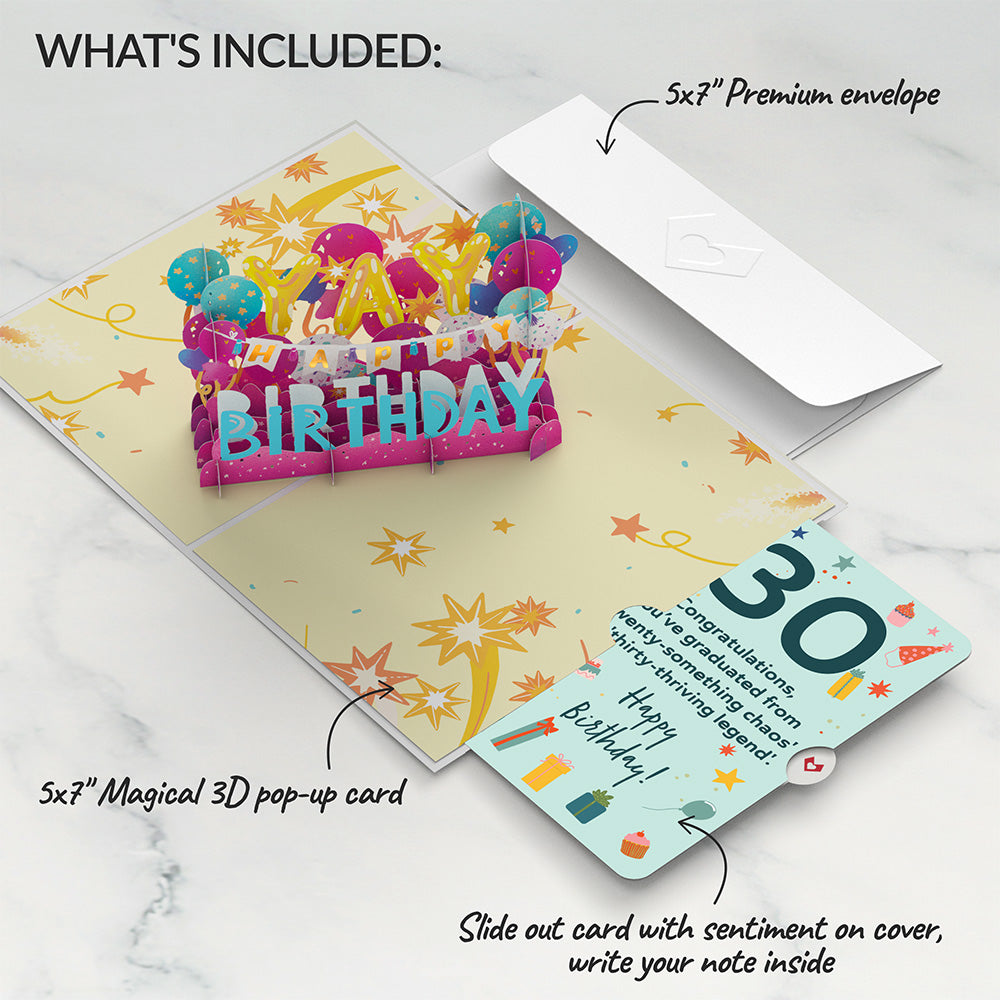 30th Birthday Celebration Pop-Up Card and Sentiment Set
