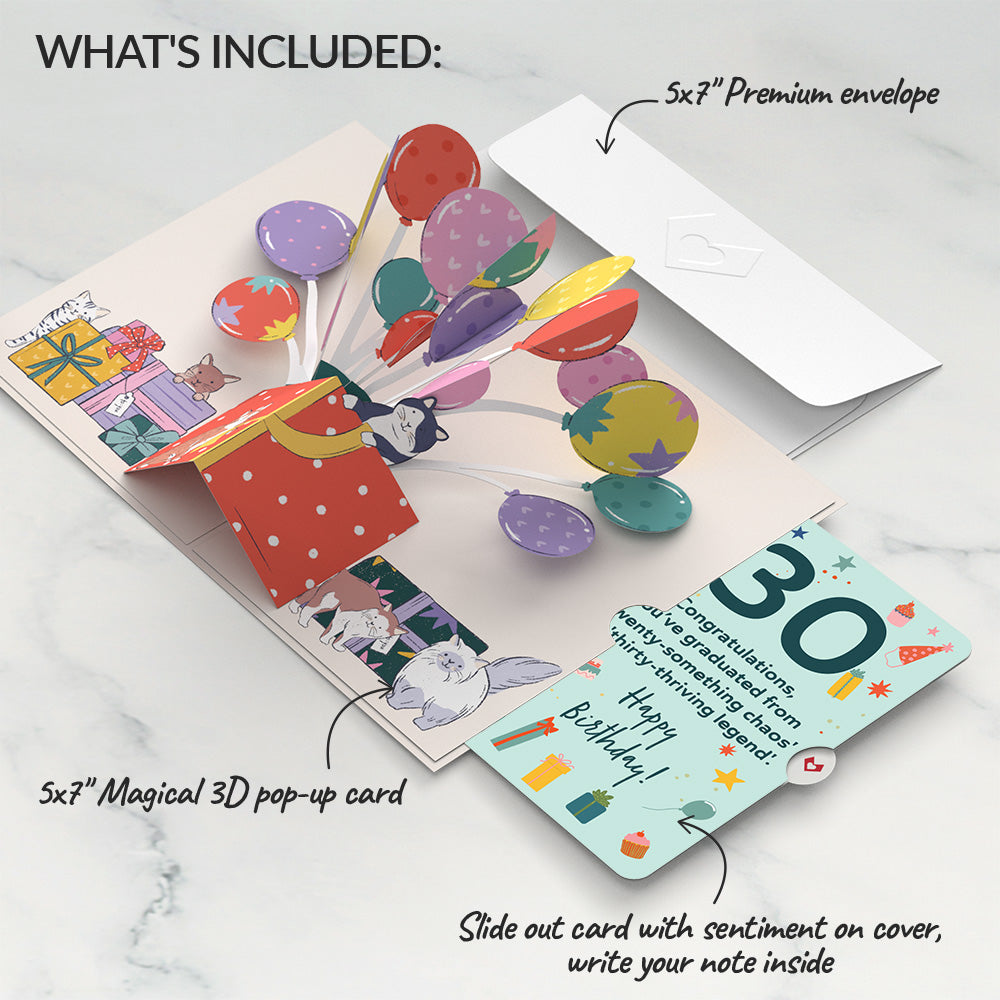 Curious Cats 30th Birthday Pop-Up Card and Sentiment Set