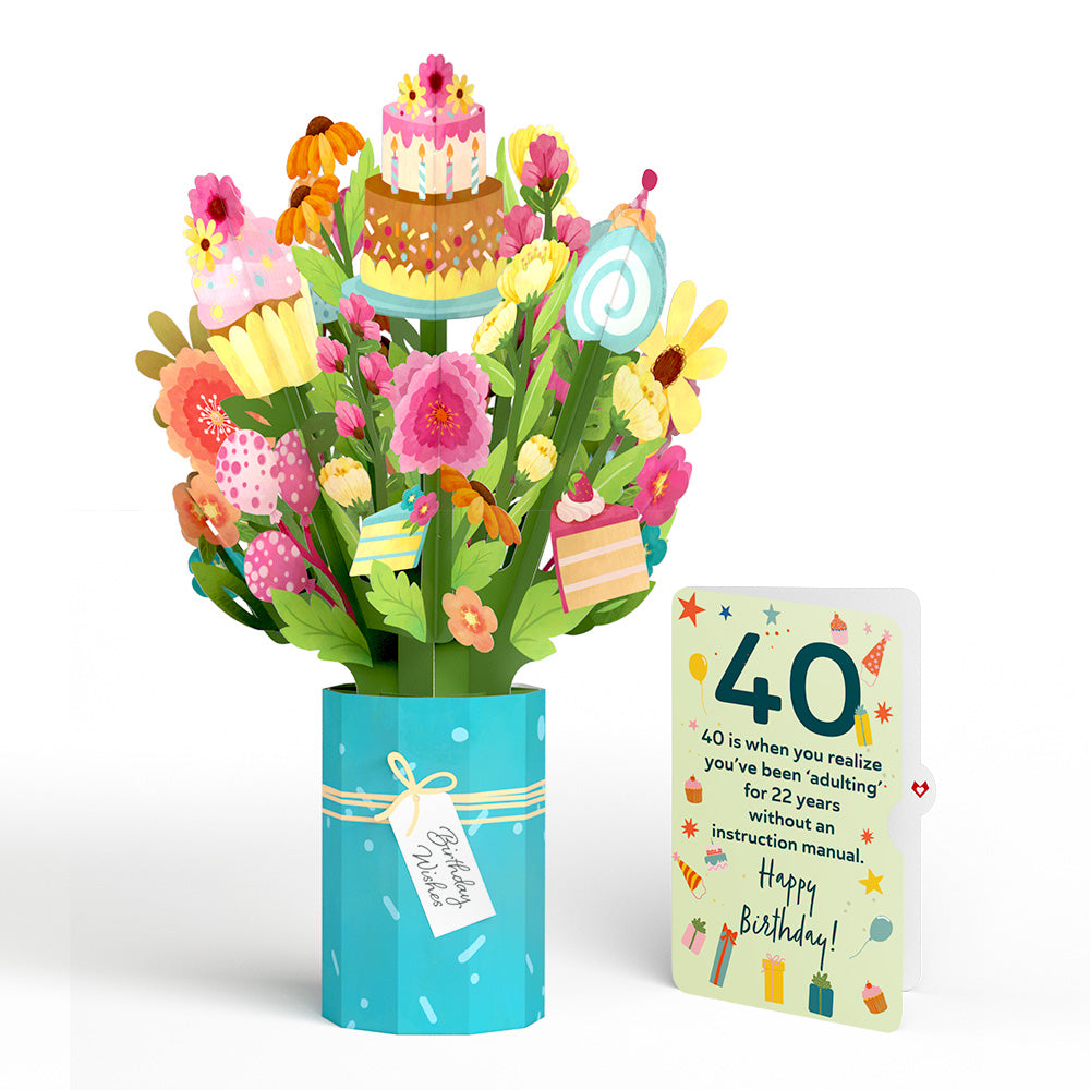 Sweet 40th Birthday Wishes Bouquet and Sentiment Set