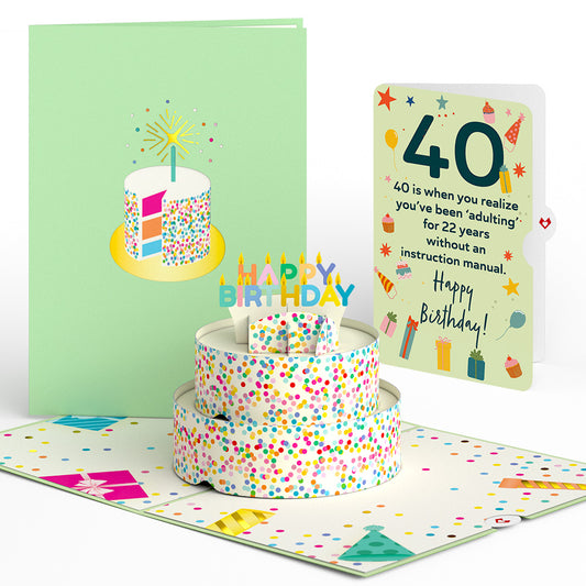 Sprinkles 40th Birthday Cake Pop-Up Card and Sentiment Set