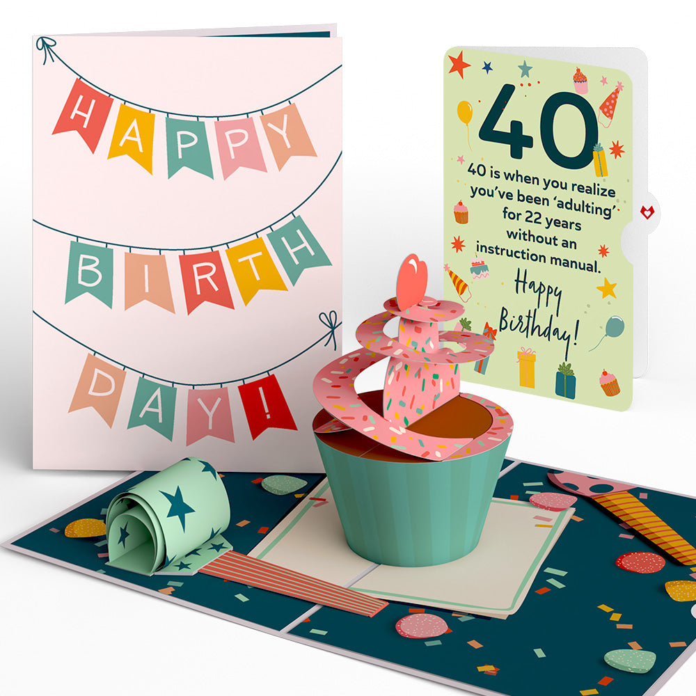 40th Birthday Cupcake Pop-Up Card and Sentiment Set