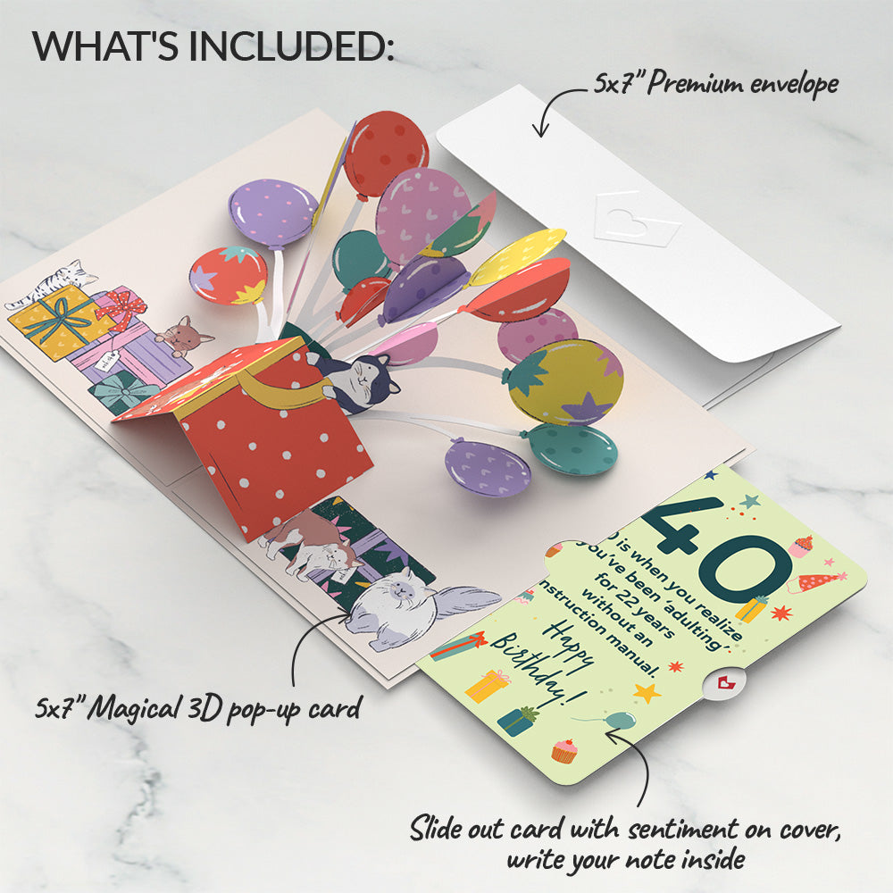 Curious Cats 40th Birthday Pop-Up Card and Sentiment Set