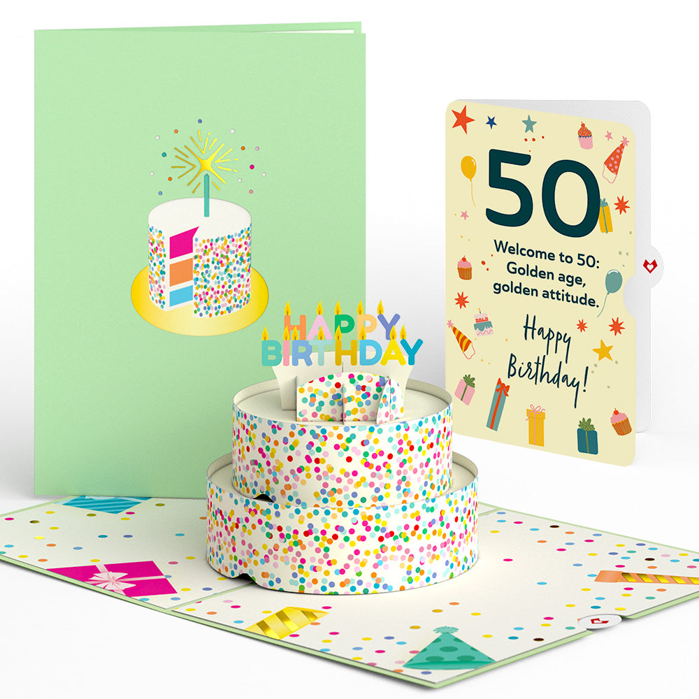 Sprinkles 50th Birthday Cake Pop-Up Card and Sentiment Set