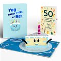 Whimsical 50th Birthday Cake Slice Pop-Up Card and Sentiment Set