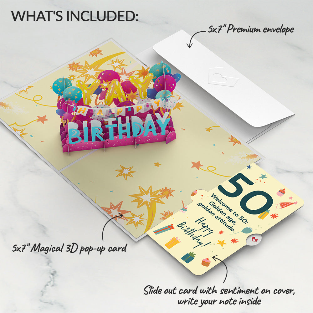 50th Birthday Celebration Pop-Up Card and Sentiment Set