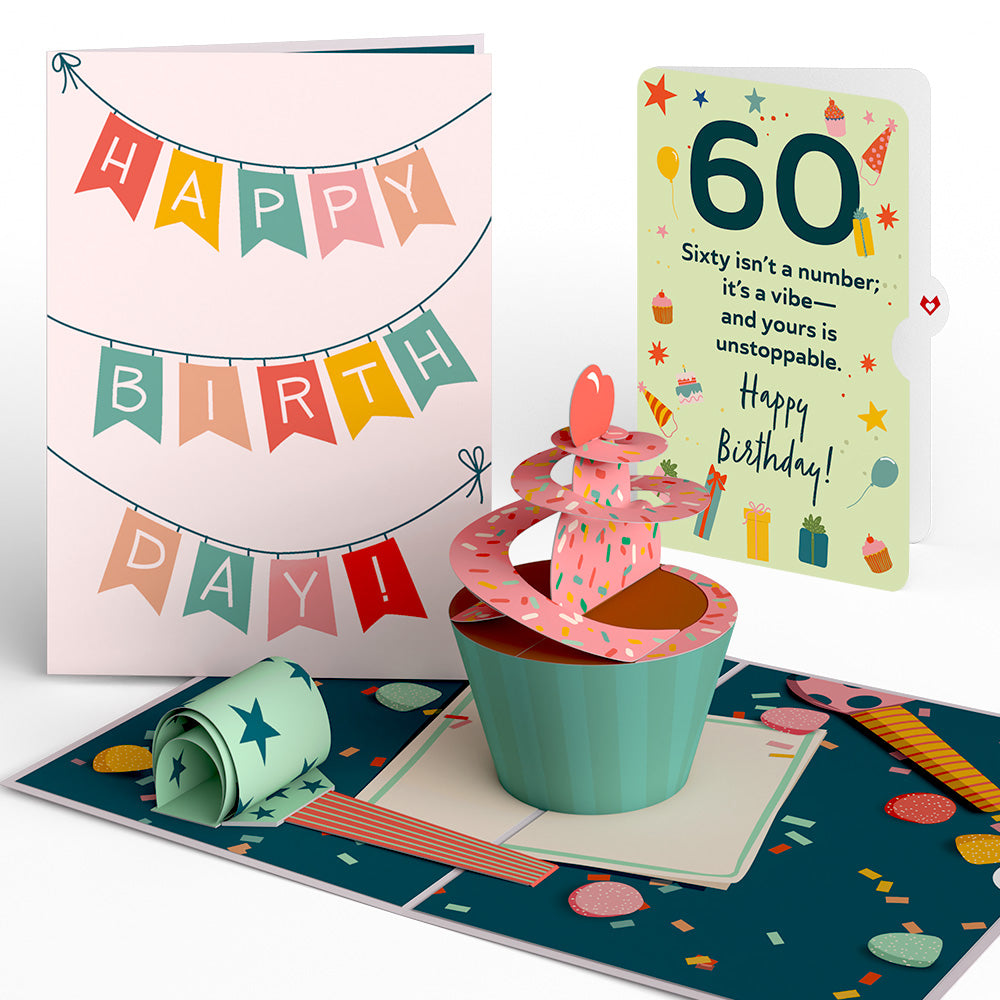 60th Birthday Cupcake Pop-Up Card and Sentiment Set