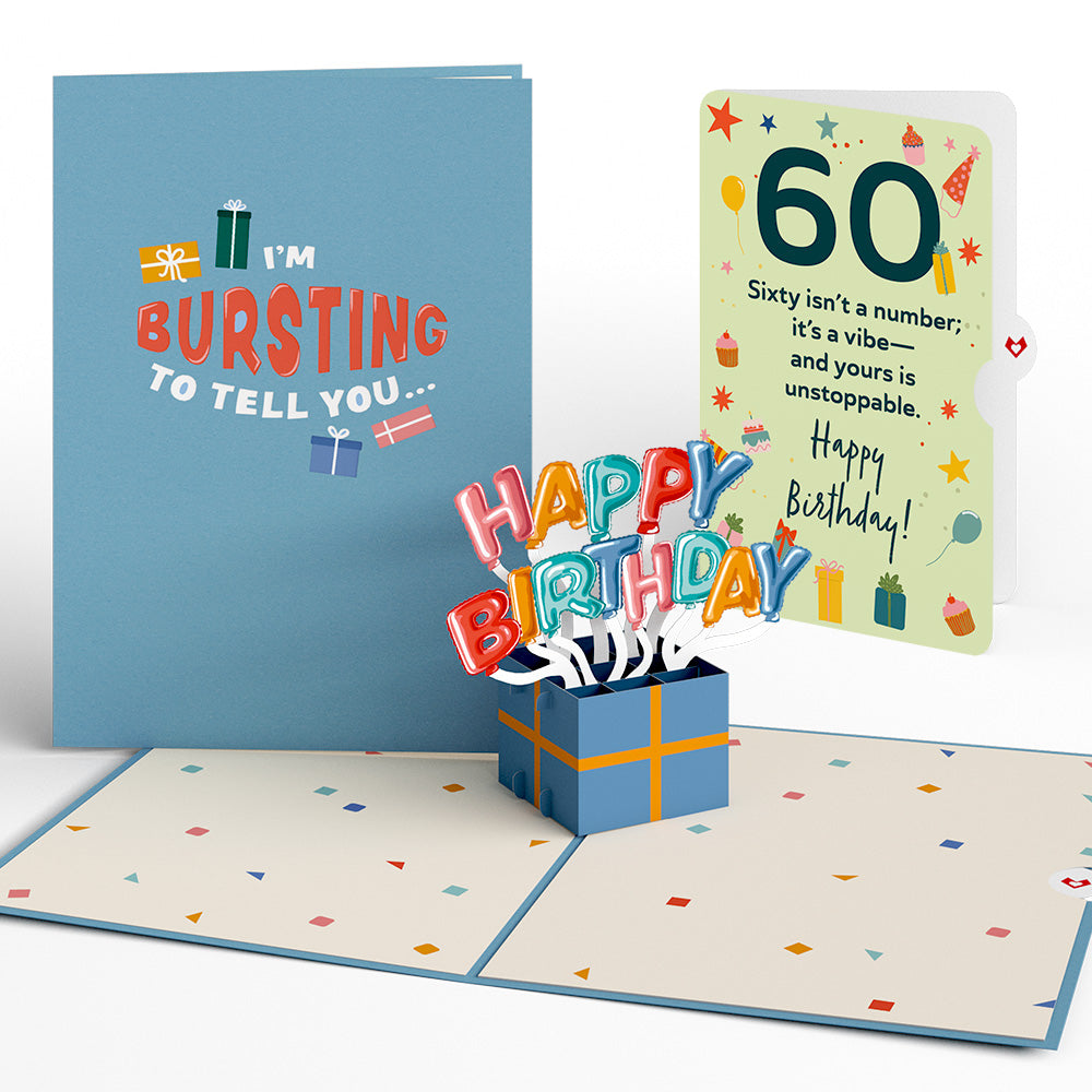 Happy 60th Birthday Burst Pop-Up Card and Sentiment Set
