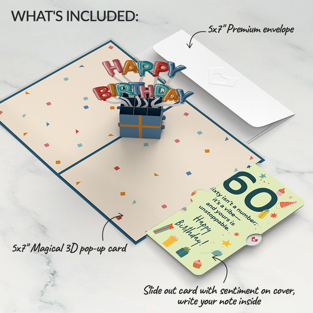 Happy 60th Birthday Burst Pop-Up Card and Sentiment Set