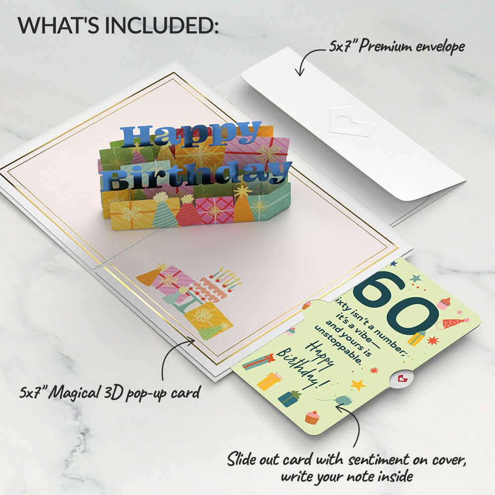 Wishing You a Happy 60th Birthday Pop-Up Card and Sentiment Set