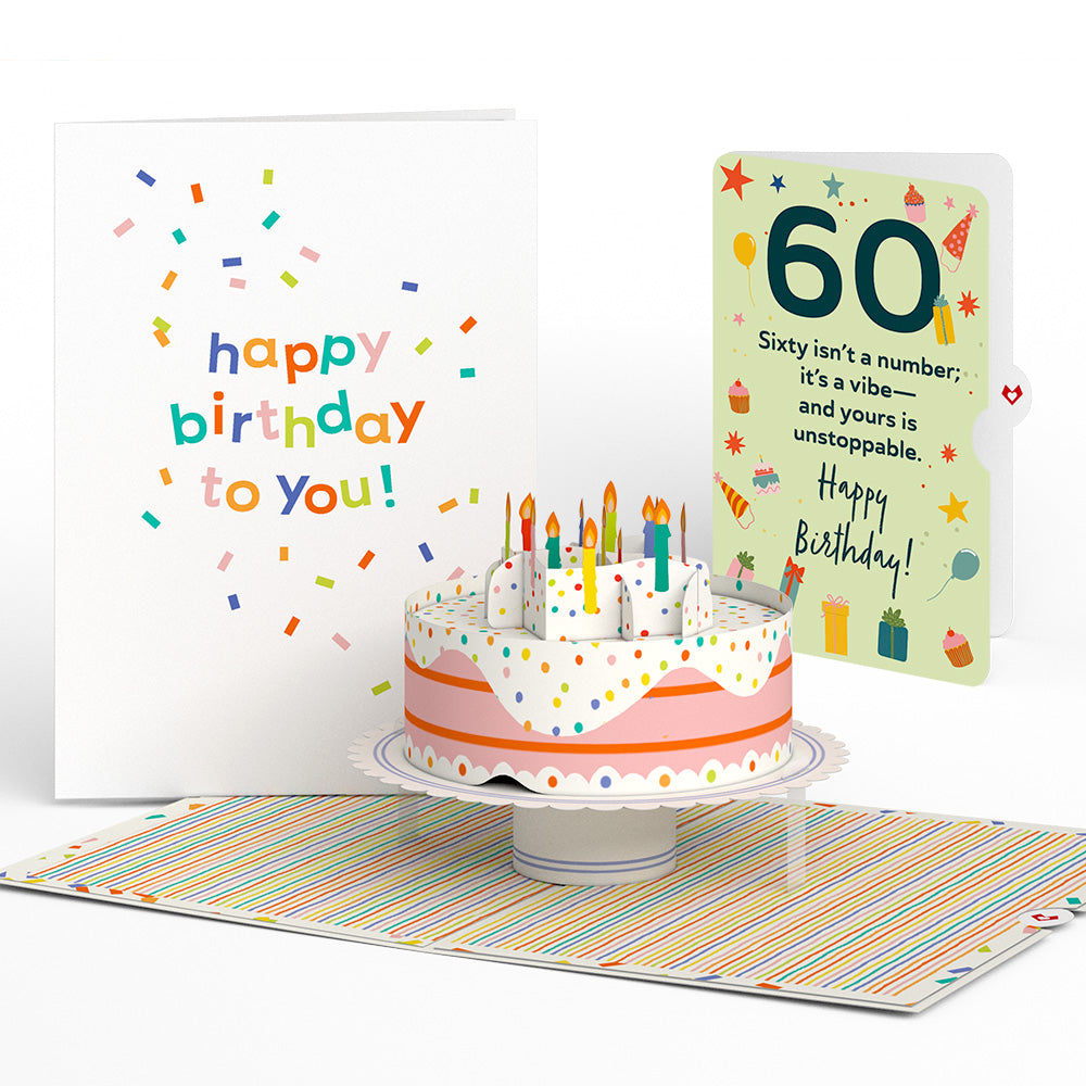 Happy 60th Birthday to You! Confetti Cake Pop-Up Card and Sentiment Set