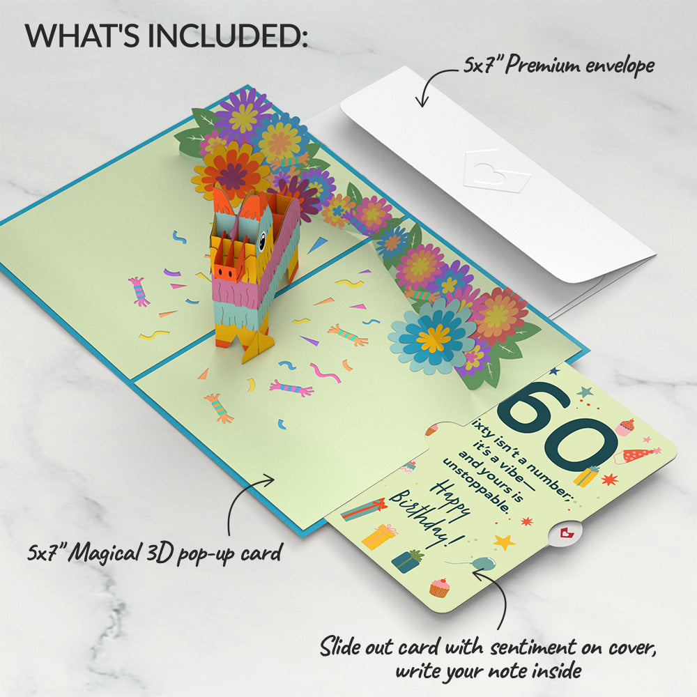 Pinata 60th Birthday Pop-Up Card and Sentiment Set