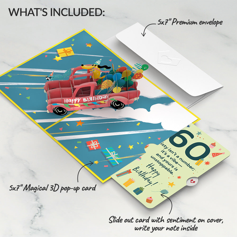 60th Birthday Truck Pop-Up Card and Sentiment Set