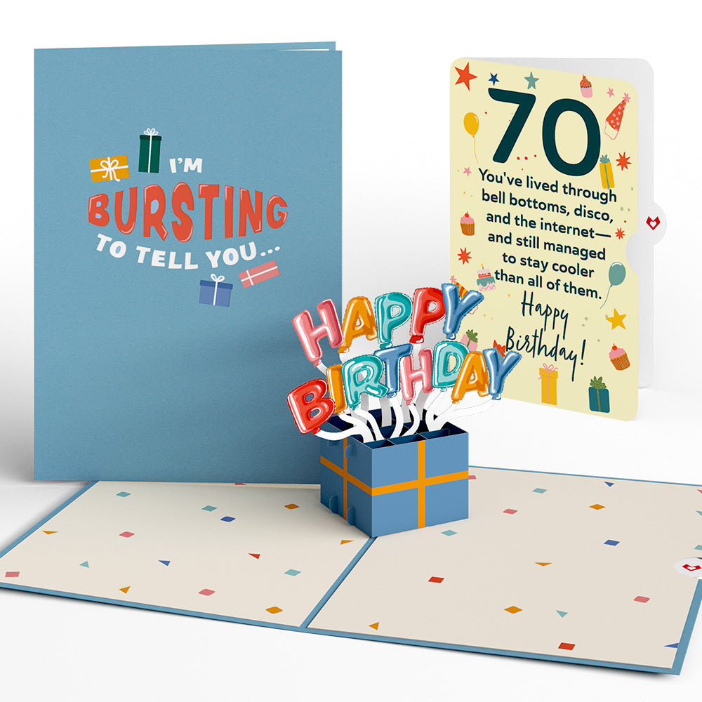 Happy 70th Birthday Burst Pop-Up Card and Sentiment Set