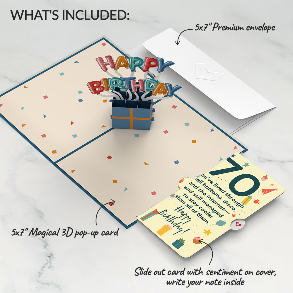 Happy 70th Birthday Burst Pop-Up Card and Sentiment Set