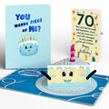 Whimsical 70th Birthday Cake Slice Pop-Up Card and Sentiment Set