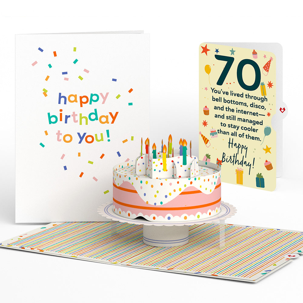 Happy 70th Birthday to You! Confetti Cake Pop-Up Card and Sentiment Set