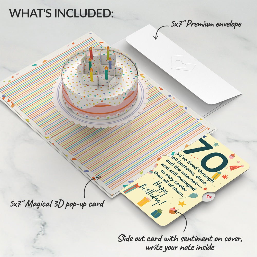 Happy 70th Birthday to You! Confetti Cake Pop-Up Card and Sentiment Set