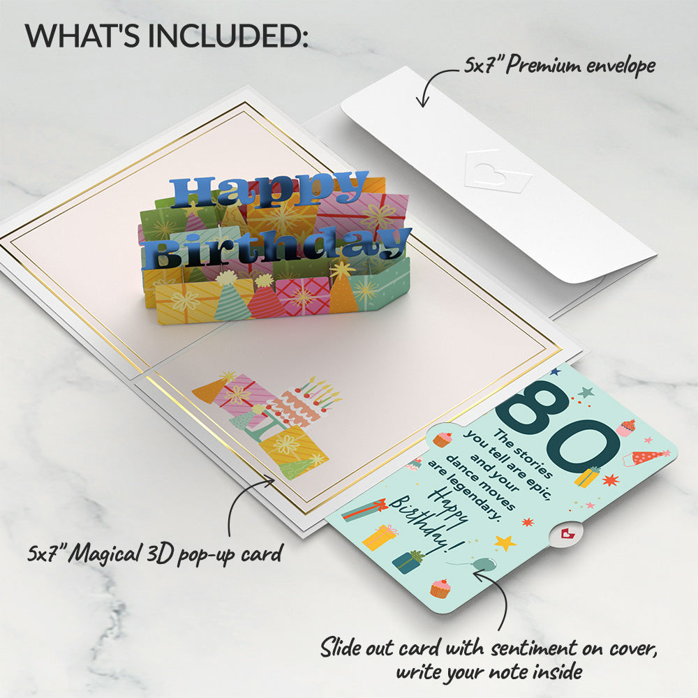 Wishing You a Happy 80th Birthday Pop-Up Card and Sentiment Set