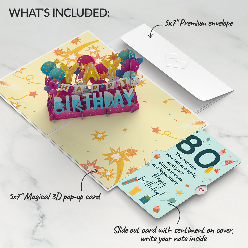 80th Birthday Celebration Pop-Up Card and Sentiment Set