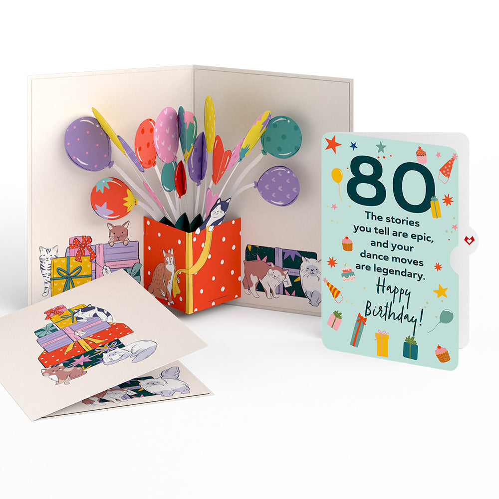 Curious Cats 80th Birthday Pop-Up Card and Sentiment Set