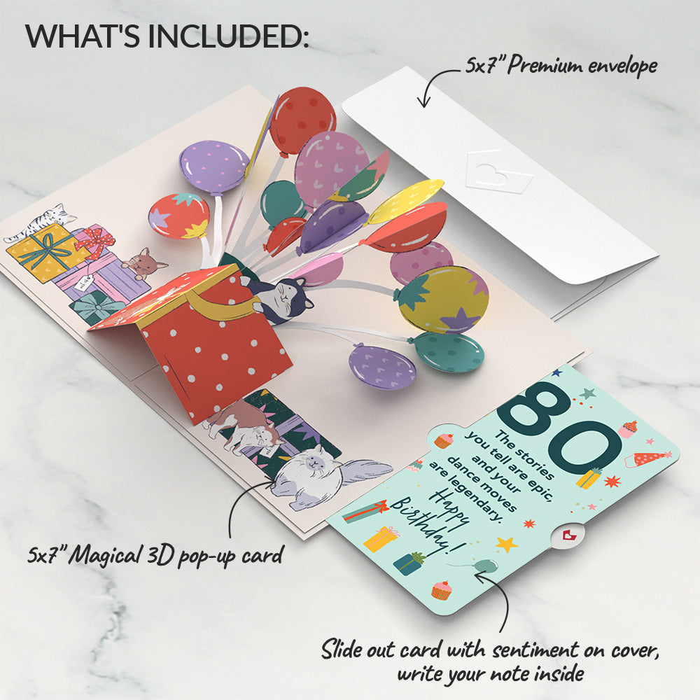 Curious Cats 80th Birthday Pop-Up Card and Sentiment Set
