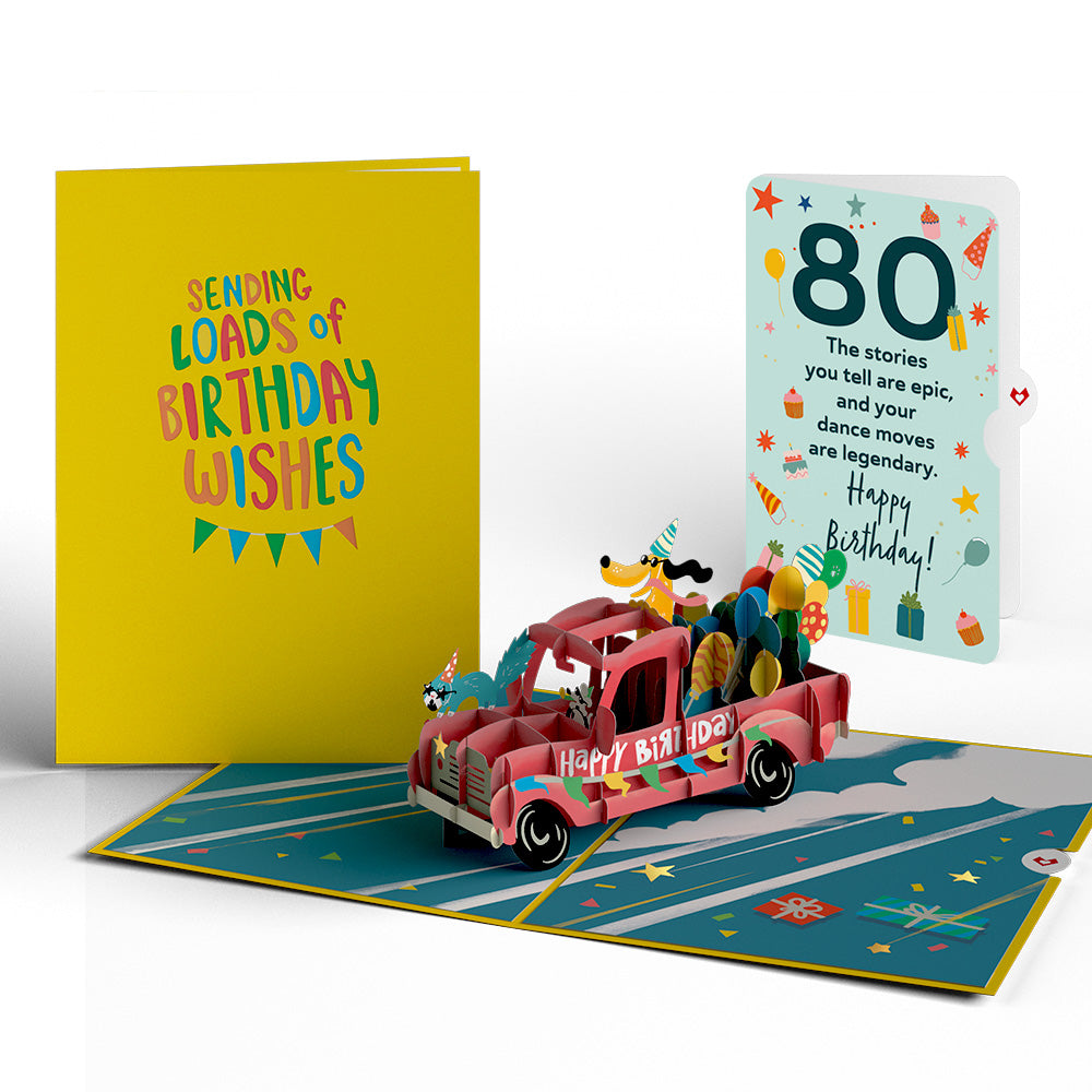80th Birthday Truck Pop-Up Card and Sentiment Set
