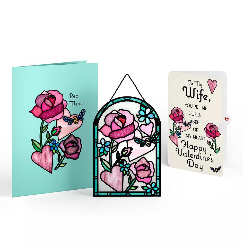 Bee Mine Suncatcher Valentine Pop-Up Card and Sentiment Set for Wife
