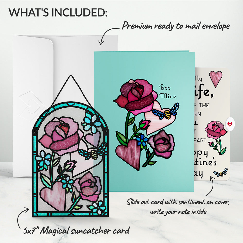 Bee Mine Suncatcher Valentine Pop-Up Card and Sentiment Set for Wife