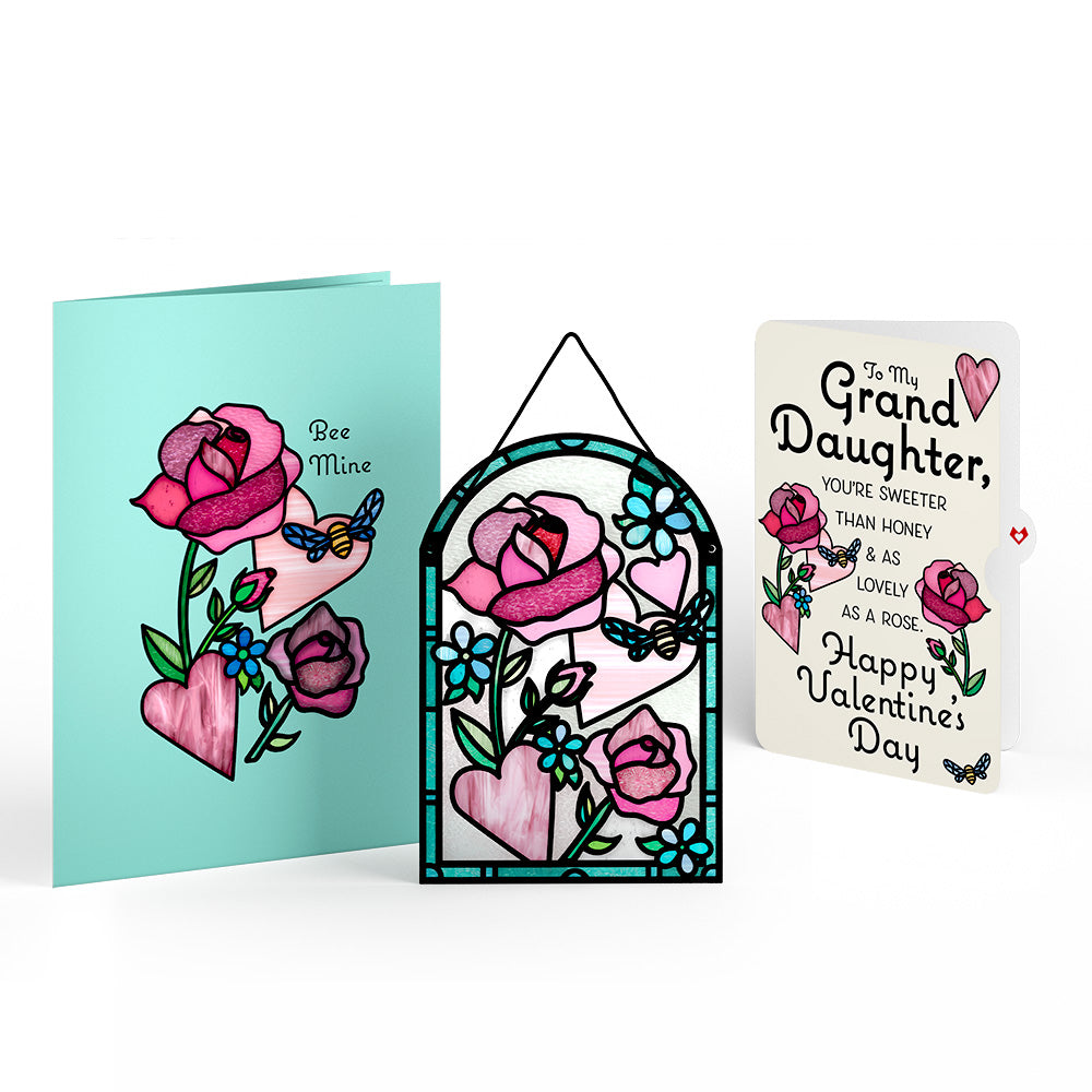 Bee Mine Suncatcher Valentine Pop-Up Card and Sentiment Set for Granddaughter