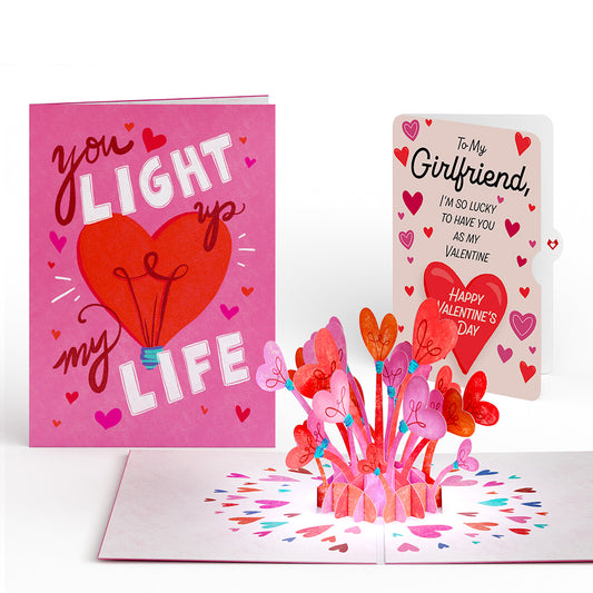 You Light Up My Life Valentine Light-Up Pop-Up Card and Sentiment Set for Girlfriend