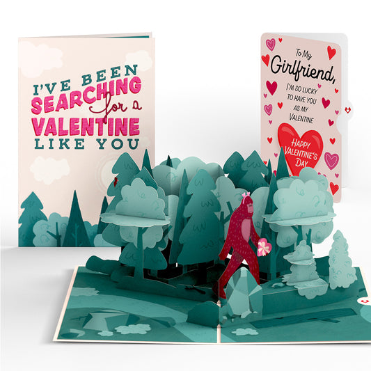 Searching for a Valentine Like You Bigfoot Valentine Pop-Up Card and Sentiment Set for Girlfriend