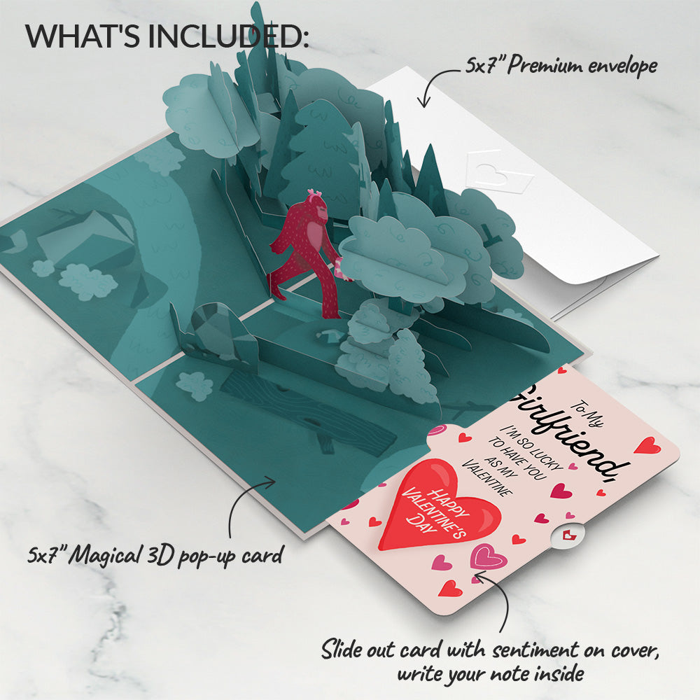 Searching for a Valentine Like You Bigfoot Valentine Pop-Up Card and Sentiment Set for Girlfriend