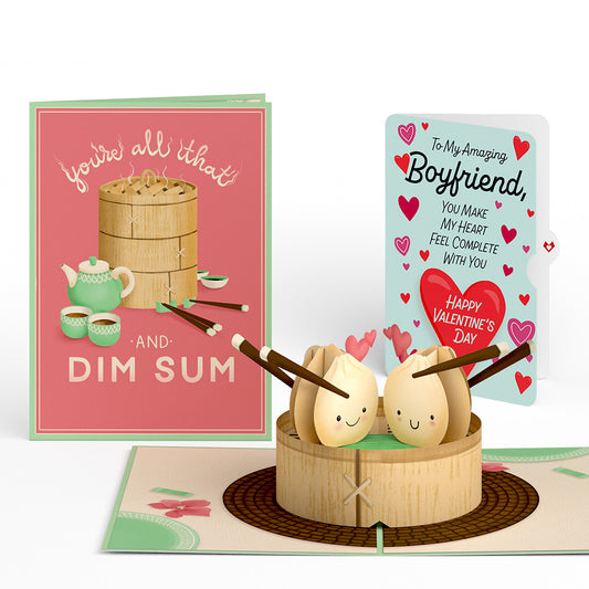 You're All That and Dim Sum Valentine Pop-Up Card and Sentiment Set for Boyfriend