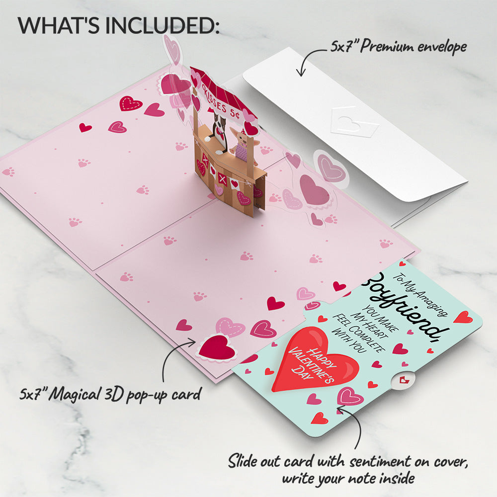 Love You Furever Dog Kisses Valentine Pop-Up Card and Sentiment Set for Boyfriend