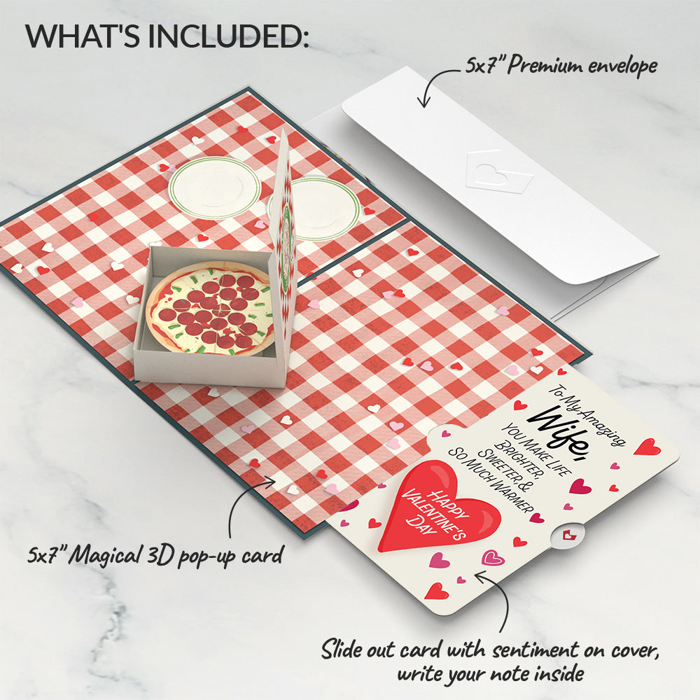Pizza Love Valentine Pop-Up Card and Sentiment Set for Wife