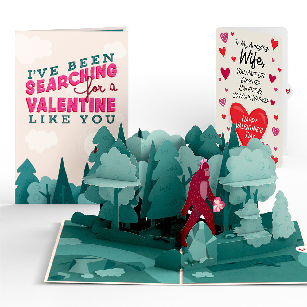Searching for a Valentine Like You Bigfoot Valentine Pop-Up Card and Sentiment Set for Wife