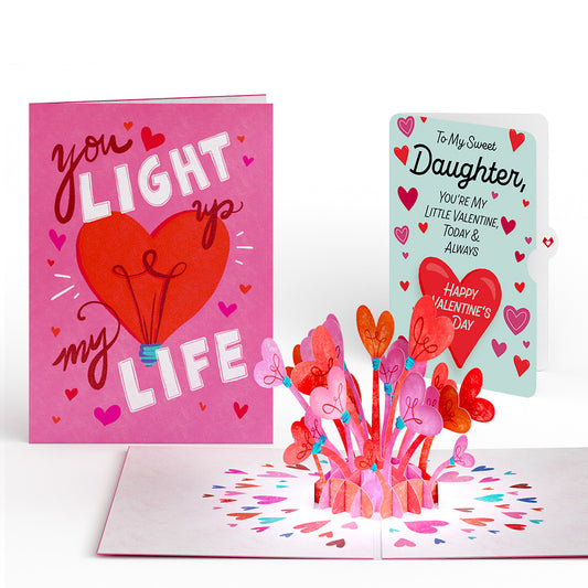 You Light Up My Life Valentine Light-Up Pop-Up Card and Sentiment Set for Daughter