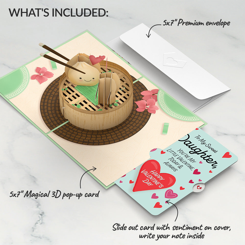 You're All That and Dim Sum Valentine Pop-Up Card and Sentiment Set for Daughter