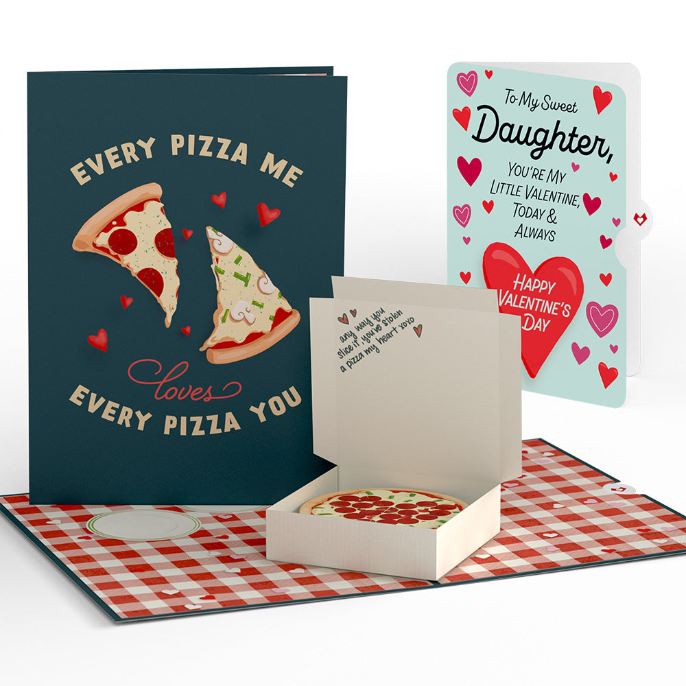 Pizza Love Valentine Pop-Up Card and Sentiment Set for Daughter