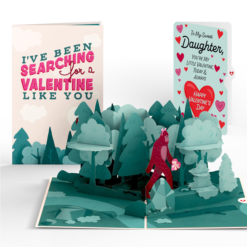 Searching for a Valentine Like You Bigfoot Valentine Pop-Up Card and Sentiment Set for Daughter